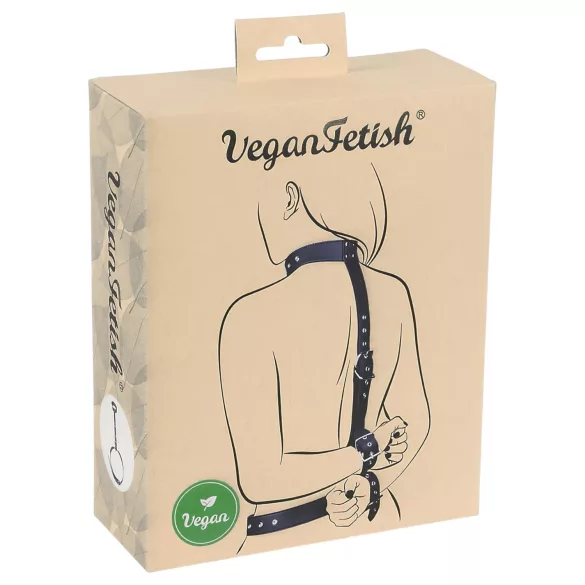 Vegan Fetish - set cătușe pentru legat mâinile la spate - negru