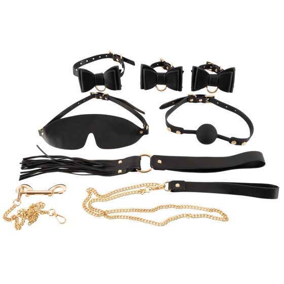 Bad Kitty - Set de bondage în geantă - 7 piese (negru-auriu)