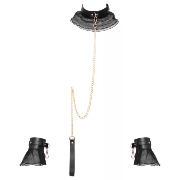 Bad Kitty - set de legare cu volane (4 piese) - negru