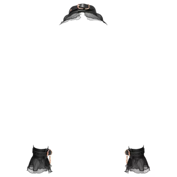 Bad Kitty - set de legare cu volane (4 piese) - negru