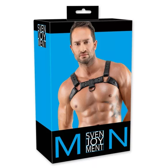 Svenjoyment - ham de piele artificială pentru piept (negru)