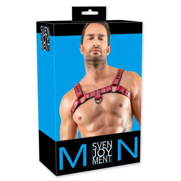 Svenjoyment - ham de piele artificială pentru piept (roșu)