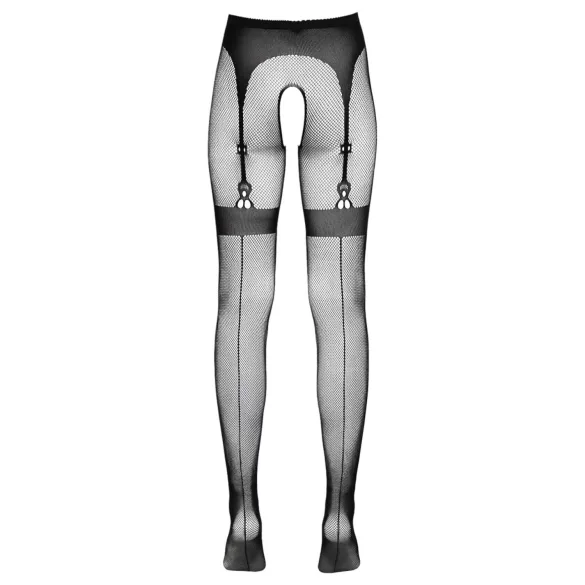 Cottelli Legwear - ciorapi cu bandă adezivă - model deschis - negru (S-L)