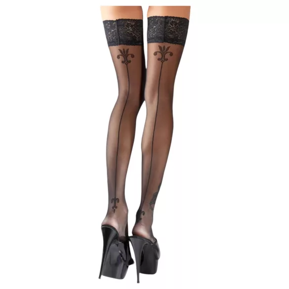 Cottelli - dresuri autoportante cu model floral și dungi - negru