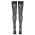 Cottelli Legwear - dresuri tip portjartier cu model leopard - negru
