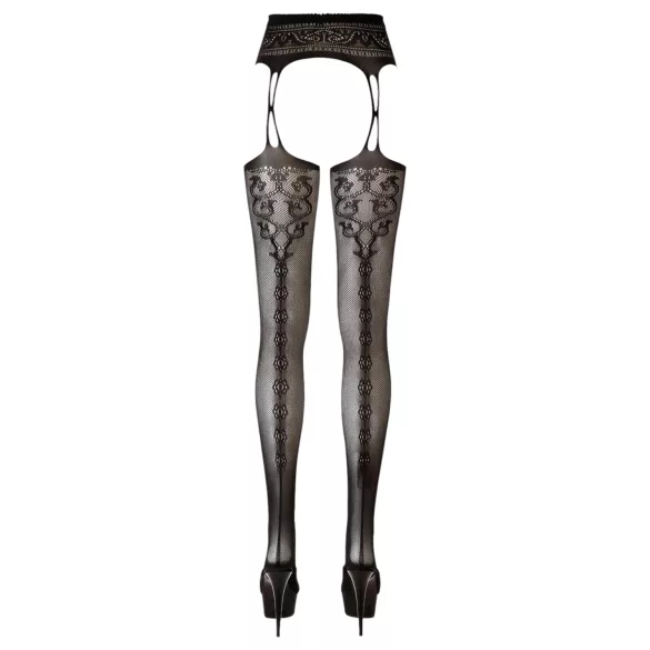Cottelli - dresuri plasă cu model - negru - L/XL