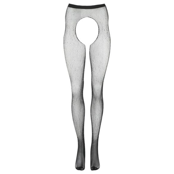 Cottelli Legwear - dres deschis strălucitor - negru (S-L)