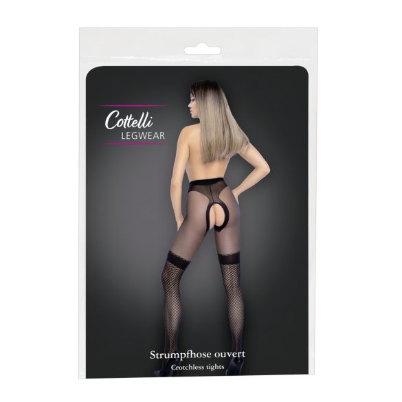 Ciorapi Cottelli - deschidere sexy, plasă fină (negru) - 4