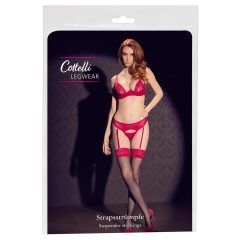Cottelli - Ciorapi cu margine de dantelă roșie (negru)