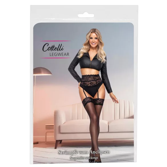 Cottelli - dresuri autofixante mătăsoase - negru