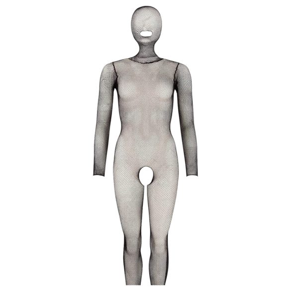 Mandy Mystery - Catsuit negru transparent cu mască - mărime S-L