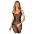Obsessive - Catsuit negru transparent, deschis, plasă - S-L