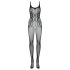 Obsessive - Catsuit negru transparent, deschis, plasă - S-L