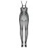 Obsessive - Catsuit negru transparent, deschis, plasă - S-L