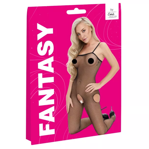 Cottelli Fantasy - body din plasă cu decupaje la șolduri, deschis (negru) - mărime S-L