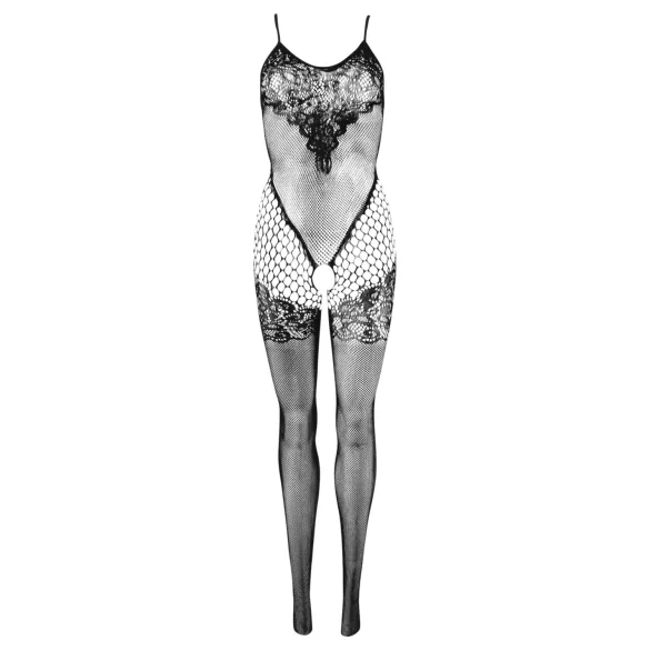 Cottelli Fantasy - body din plasă tip ciorap, deschis, cu portjartier (negru) - S-L