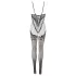 Cottelli Fantasy - body din plasă tip ciorap, deschis, cu portjartier (negru) - S-L