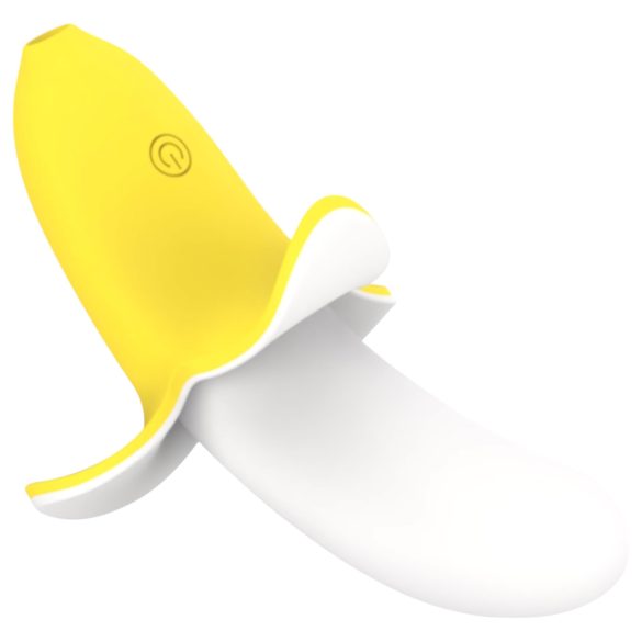 Lonely - vibrator baterie, rezistent la apă, formă banană (galben-alb)