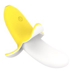   Lonely - vibrator banana, cu acumulator și impermeabil (galben-alb)