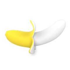   Lonely - vibrator banana, cu acumulator și impermeabil (galben-alb)