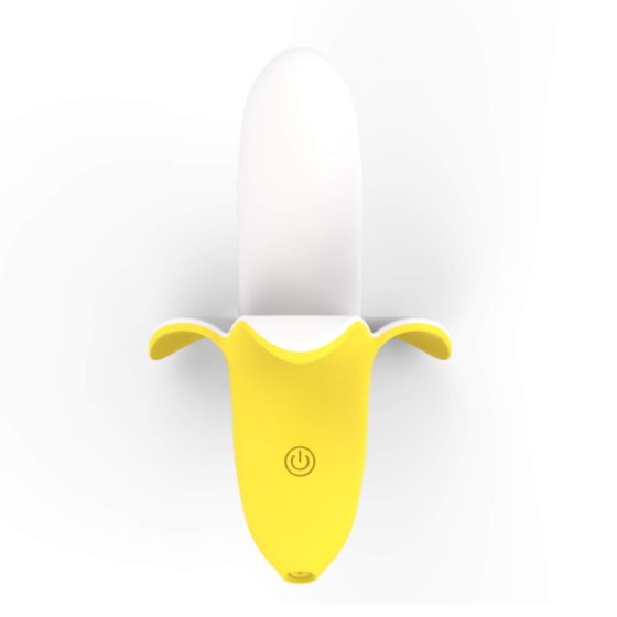 Lonely - vibrator banana, cu acumulator și impermeabil (galben-alb)