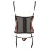 Cottelli - Corset și tanga cu trandafiri (roșu) - 80B/M