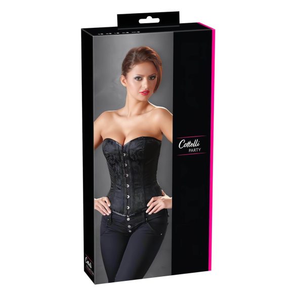 Cottelli - corset de petrecere brodat (negru) - 2XL