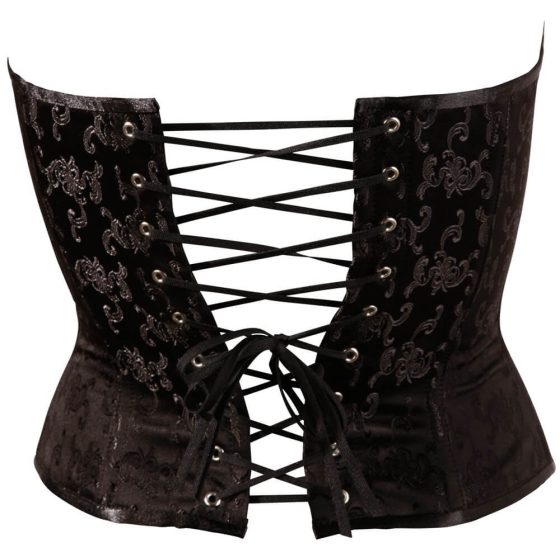 Cottelli - corset pentru petreceri, brodat (negru) - 2XL