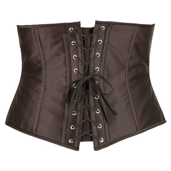 Cottelli Plus Size - corset din satin pentru talie (negru) - 2XL