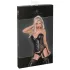 Noir - body cu portjartier - imprimeu leopard - negru
