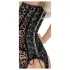 Noir - body cu portjartier - imprimeu leopard - negru