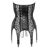 Noir - body cu portjartier - imprimeu leopard - negru