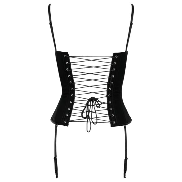 Cottelli Party - corset satin cu jartieră - negru
