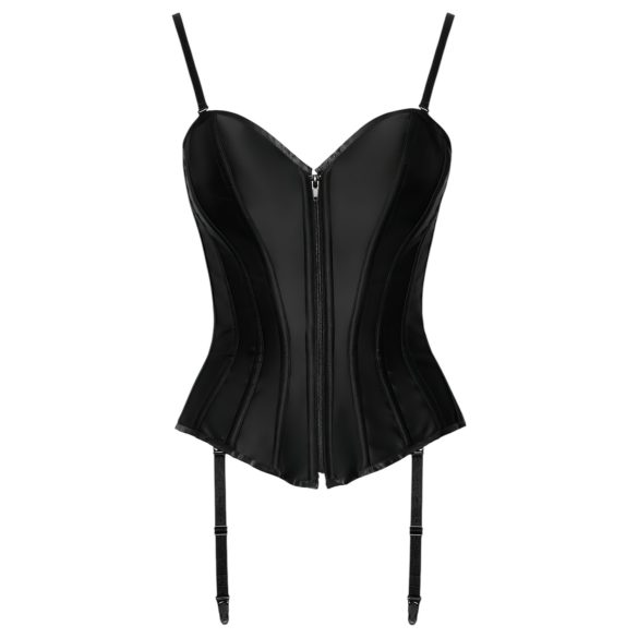 Cottelli Party - corset satin cu jartieră - negru - L