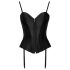 Cottelli Party - Corset din satin cu jartiere (negru) - L
