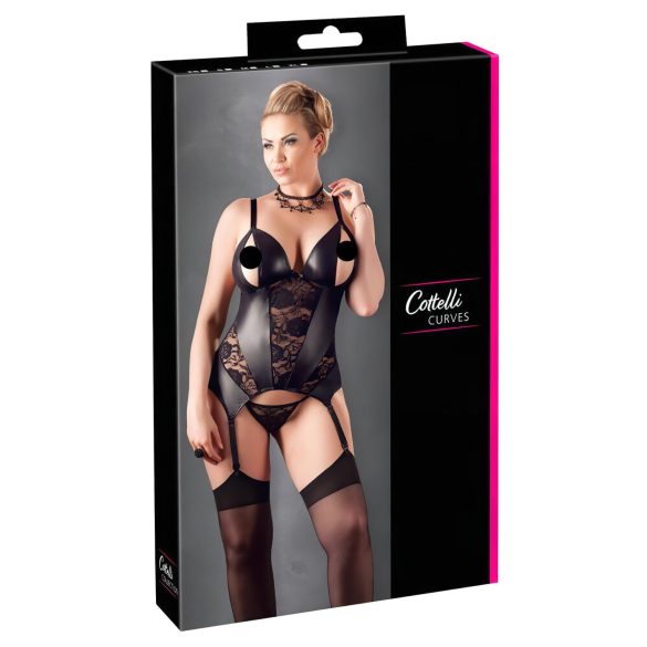 Cottelli - Bluză florală pentru femei plinuțe (negru) - XXL