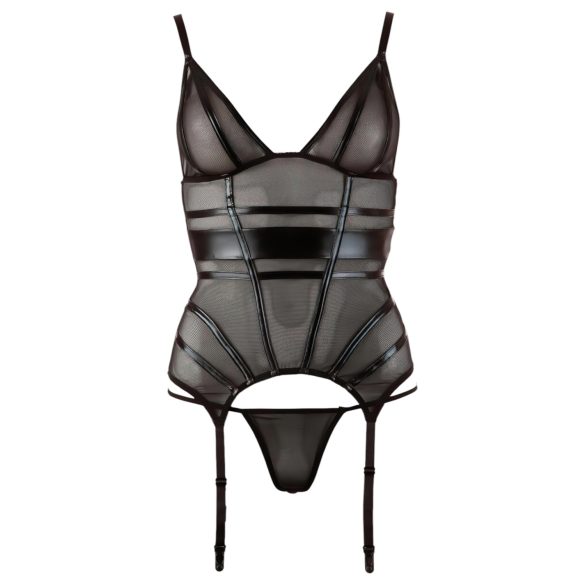 Cottelli - top transparent cu dungi lucioase - negru