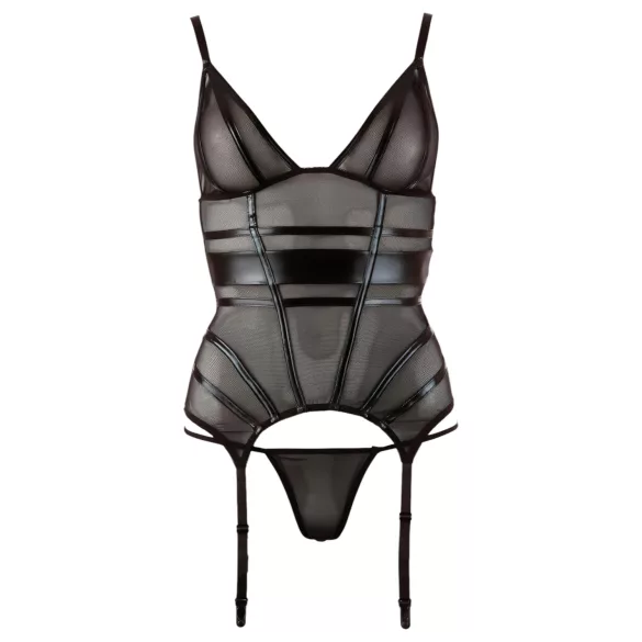 Cottelli - top transparent cu dungi lucioase - negru