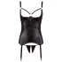 Cottelli Bondage - top lucios push-up cu cătușă (negru) - XL