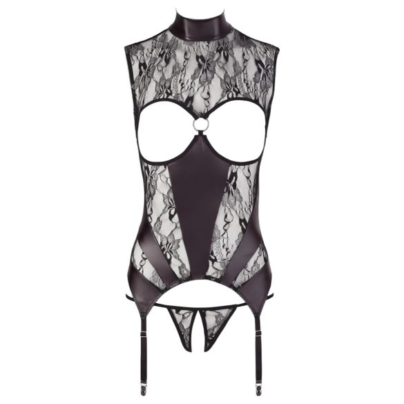 Abierta Fina - set sexy deschis cu dantelă sclipitoare - negru