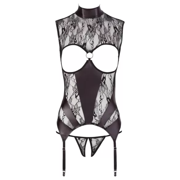 Abierta Fina - set sexy deschis cu dantelă sclipitoare - negru