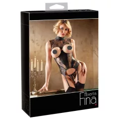   Abierta Fina - set sexy deschis cu dantelă sclipitoare - negru - M