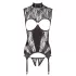 Abierta Fina - set sexy deschis cu dantelă sclipitoare - negru - L