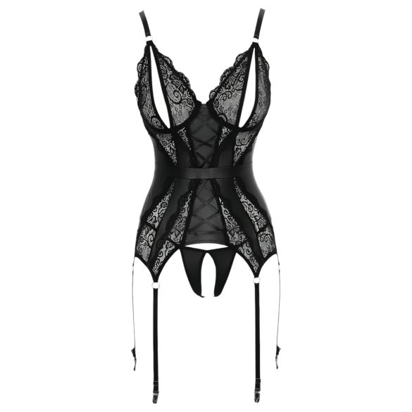 Cottelli - set lenjerie cu top deschis și tanga dantelă neagră - L