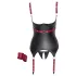 Cottelli Bondage - Top lucios cu ridicare sâni și guler - negru - XL