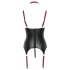 Cottelli Bondage - Top lucios cu ridicare sâni și guler - negru - XL