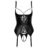 Abierta Fina - bustier cu portjartier (negru)