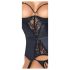 Abierta Fina - top ridicat cu portjartier (negru) - M