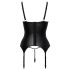 Abierta Fina - top ridicat cu portjartier (negru) - M