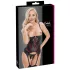 Cottelli - set cu corset cu jartieră și tanga deschisă (negru)
